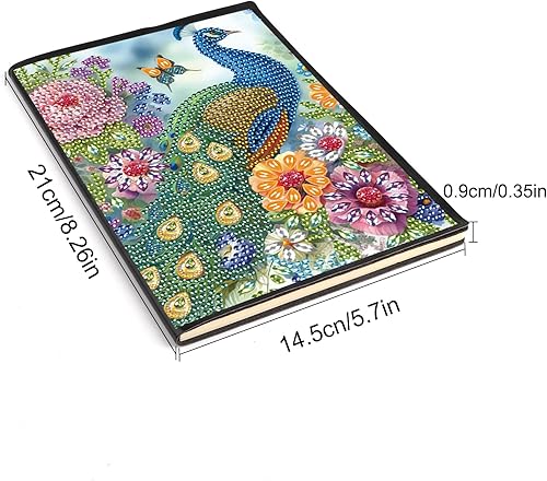 DCIDBEI Lot de 2 Dimaond Painting Carnets de Notes A5 Blanc Perroquet Paon Peinture Diamant Journal Intime Diamant Painting Carnet de Notes Journal Cahier Diamond Painting pour étudiants 50 Feuilles - Nail Gallerys