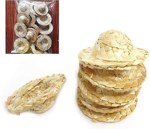 ZYWUOY Lot de 24 chapeaux de paille mignons et miniatures faits à la main - Chapeau de paille décoratif tissé à la main - Nail Gallerys