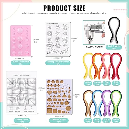 Cimeton 22Pcs Paper Quilling Kit Including 900 Paper Quilling Strips 45 Colors and Paper Quilling Tools and Supplies for Quilling Beginners and Paper Art Craft Lovers,DIY Handcraft Quilling - Nail Gallerys