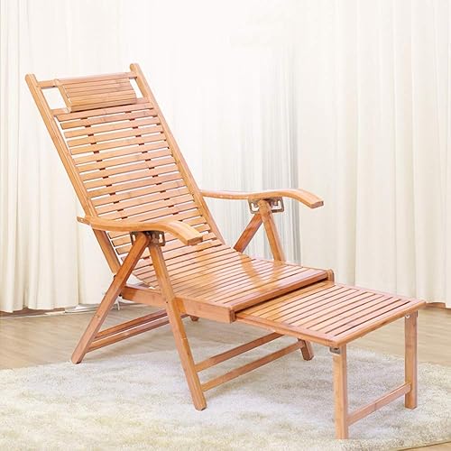 FUFU Chaises Longues Chaise Longue Pliante pour Le déjeuner Fauteuil inclinable en Bambou Old Man Nap Fauteuil à Bascule Fauteuil à Dos Adulte Chaise Cool Fauteuil Nap Pliable (Size : 155cm) - Nail Gallerys
