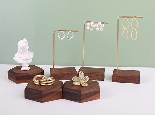 GemeShou 3 supports pour oreilles suspendues en bois de hêtre, expositions d'oreilles en cercle pour la vente de bijoux, mini-crochets pour oreilles en laiton【Hêtre】 - Nail Gallerys