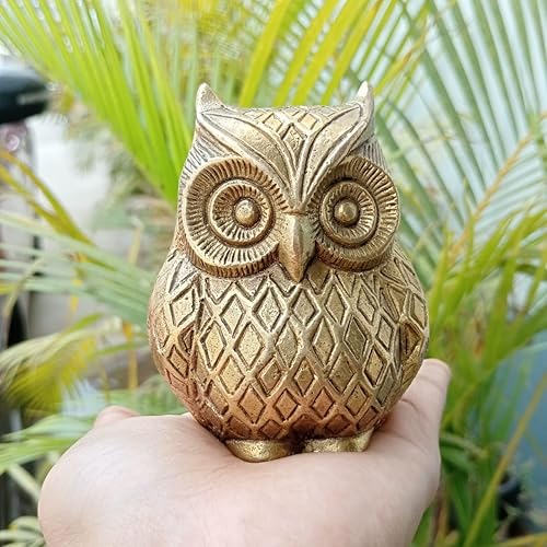 Prajet Vastu Sculptures en laiton inspirées de Vastu pour décoration de maison et de bureau, matériaux en laiton, accessoires cadeaux, statue pour salon (chouette) - Nail Gallerys