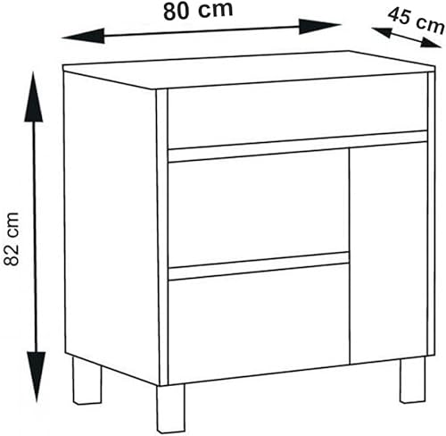 ALLSTONE Ensemble de Salle de Bain Caprera 2 tiroirs et Une Porte - 9 Couleurs différentes - 15 Dimensions - avec Meubles, lavabo et Miroir - 80x45Cm Sable - Nail Gallerys