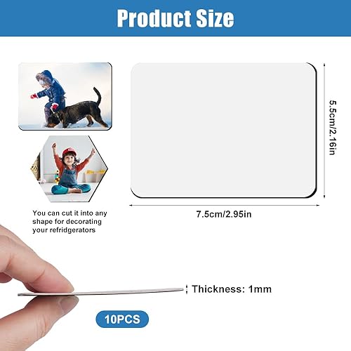 10 Pièces Aimants Blanc de Sublimation, 5,5CM x 7,5CM Sublimation Réfrigérateur Vide Magnétique Autocollant, pour Tableau Blanc, Calendrier, Bureau, Micro-Ondes, Cuisine, Maison, Décoration Murale - Nail Gallerys