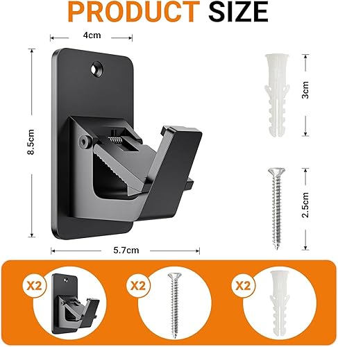 BelleVive 2 pièces Supports de Tringle à Rideaux, Supports Auto-adhésifs, sans perçage, Crochets pour Tringle à Rideaux, pour Salle de Bains, Noir - Nail Gallerys