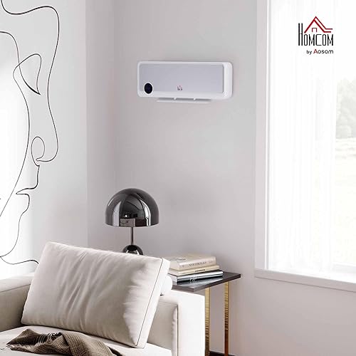 HOMCOM Radiateur mural soufflant oscillant 2000 W - chauffage céramique PTC - 3 niveaux de puissance - télécommande incluse blanc argenté - Nail Gallerys