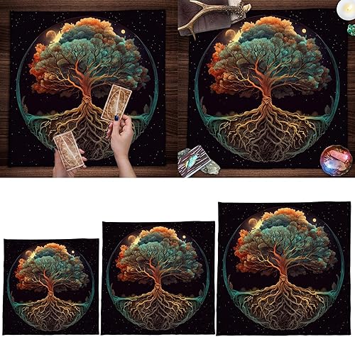 QRONCES Divinations Nappe Arbres de Vie Tarots Cartes Nappe Autel Tissu Oracles Divinations Tableau Pièce de Jeu - Nail Gallerys