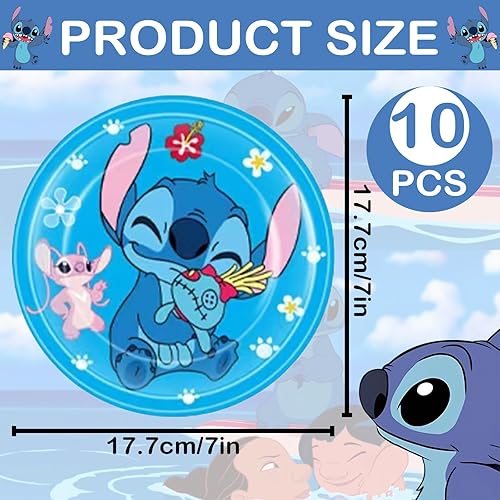 46PCS Stitch Ensemble Vaisselle Fête Kit, Stitch Anniversaire Vaisselle,Bleu Kit Anniversaire avec Assiette Serviettes Nappe Birthday Bannièr, Fournitures de Fête Deco d'Anniversaire pour 10 Personnes - Nail Gallerys