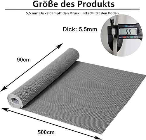 Tapis de drainage 500 x 90 cm - Antidérapant - 5,5 cm d'épaisseur - En PVC - Gris - Pour cuisine, restaurant, salle de bain, piscine, couloir - Zone humide - Nail Gallerys