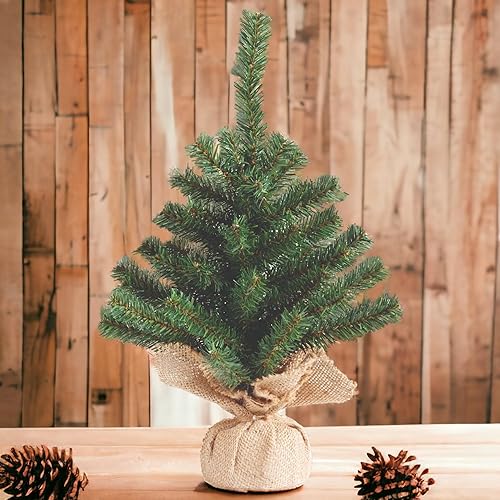 MIJOMA - Mini sapin de Noël magique | Sapin de Noël artificiel dans un sac en toile de jute | Élégant et décoratif | Sûr et stable avec des aiguilles douces | Parfait pour une atmosphère chaleureuse | - Nail Gallerys