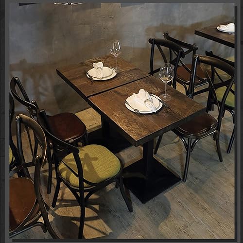 OHMG Table de Bar Industrielle Rétro 60*60*75cm - Carrée en Métal et Bois pour Cuisine et Bistrot (3) - Nail Gallerys