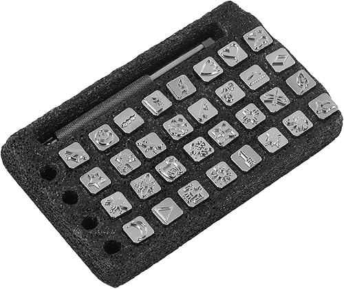 32PCS Outils d'Estampage Cuir en Métal, Outils de Poinçonnage pour Tampons en Cuir avec Poignée Stamps pour Fabrication Cuir Artisanat - Nail Gallerys