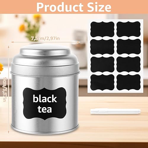 ZOFUN Lot de 12 boîtes à thé pour thé en vrac avec double couvercle hermétique, boîte ronde de 50 g, petits récipients de cuisine pour thé, café, sucre, herbes et épices - Nail Gallerys