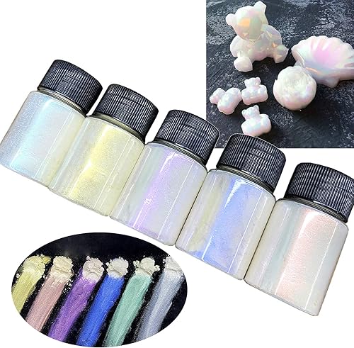 KieTeiiK 6 Boîtes Poudre Mica Pigment Nacré Qualité Poudre Mica pour Résine Époxy Colorant Savon Fabrication Bougies Artisanales 10g/Chaque Poudre Nacrée pour Brillant À Lèvres - Nail Gallerys