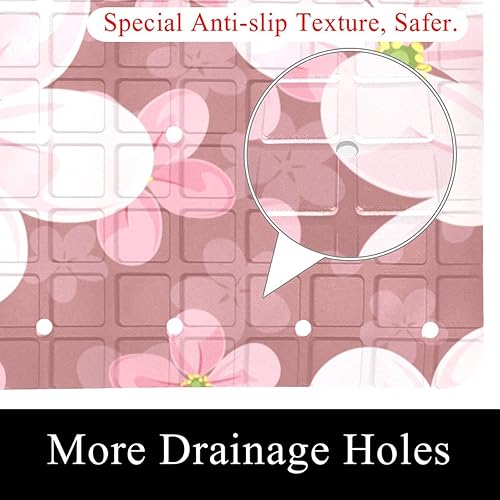 Tapis de douche antidérapant avec ventouses et fond de drainage avec fleurs de cerisier, tapis de bain antidérapant, taille moyenne, 68,9 x 38,1 cm - Nail Gallerys