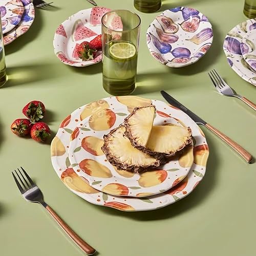 Karaca Tutti Frutti Service de table en faïence pour 4 personnes, 12 pièces, assiettes plates, assiettes de service, assiettes d'accompagnement, vaisselle quotidienne et spéciale, design unique - Nail Gallerys