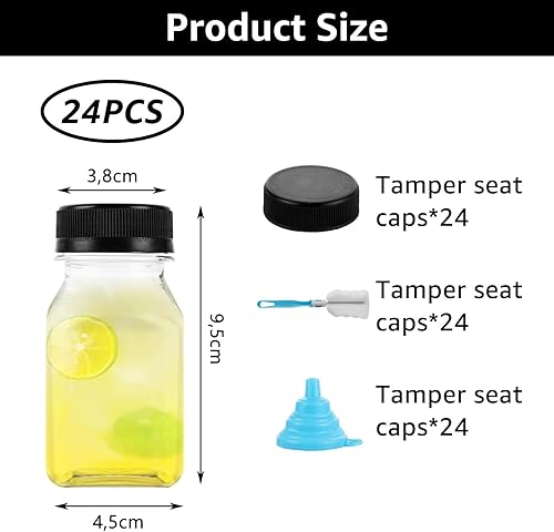 DAJAVE Lot de 24 bouteilles à liqueur, en plastique, à remplir, réutilisables, transparentes, avec couvercles anti-fuite, petites bouteilles avec couvercles anti-fuite, avec couvercles pour jus - Nail Gallerys