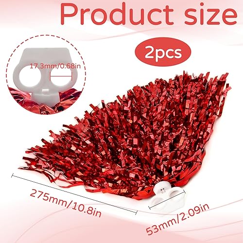 Lot de 2 pompons de pom-pom girl, pom-pom girl, accessoires de pom-pom girl, pom-pom girl, rouges pour les événements sportifs, les jeux de ballon, les danses, les fêtes de carnaval - Nail Gallerys