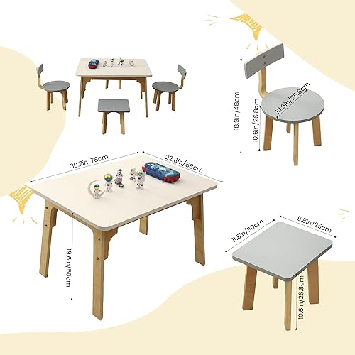 hoopyosms Table Enfant avec 4 Chaises en Bois, Ensemble Table et Chaise Montessori pour Salle de Jeux et Chambre Enfant, Bureau Polyvalent pour Dessin, Activités et Apprentissage pour Enfants, Rose - Nail Gallerys