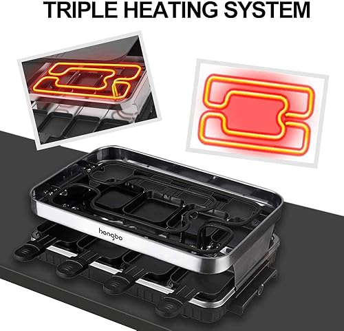 Hengbo Appareil à Raclette Grill avec Revêtement anti-adhésif 8 Coupelle pour 8 Personnes 1500W, Cadeau Noel Homme Femme - Nail Gallerys