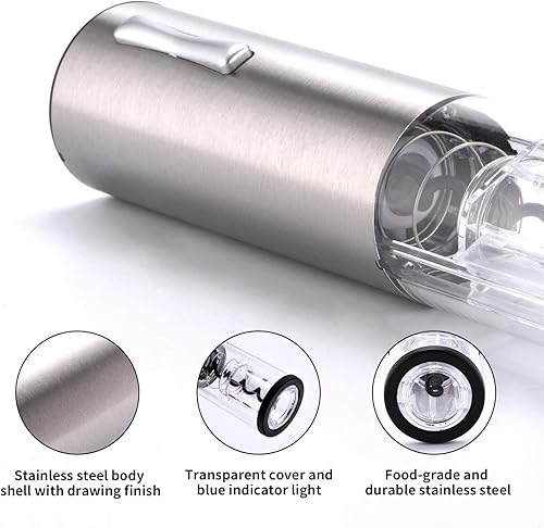 KAVYDENS Ouvre-bouteille électrique 4 en 1 rechargeable par USB avec carafe à vin, aérateur, bec verseur, bouchon à vin et coupe-feuille (rechargeable 3 en 1 en acier inoxydable) - Nail Gallerys