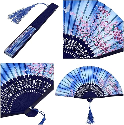 Ventilateurs Pliables,3 PCS Evantaille Espagnol Ventilateurs en Bambou Ventilateurs Portatif en Soie Ventilateurs de Poche Ventilateurs de Danse Japonais pour Décoration Murale Cadeau de Mariage - Nail Gallerys