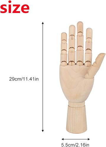 Larcele Humaine Main en Bois Mannequins Main Modèle de Dessin pour la Décoration Intérieure MSMX-03 (Main Gauche, 7 Pouce) - Nail Gallerys