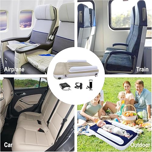Lit Mezzanine pour Avion - Lit Gonflable pour Avion pour, Matelas de Voyage pour | Rallonge Confortable et Confortable pour siège Auto de 80 x 50 x 20 cm, lit bébé PE - Nail Gallerys