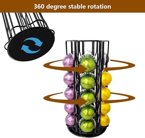 Xfanscafe Support de capsules de café pour 30 dosettes Nespresso Vertuo, support de dosettes de café pour dosettes Vertuoline, design rotatif, support de rangement pour 30 dosettes, noir - Nail Gallerys