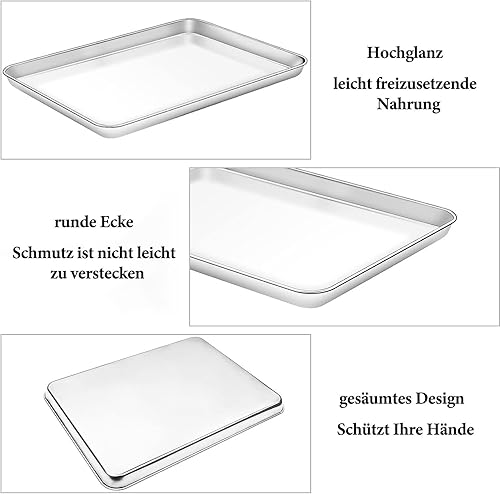 Terlulu Plaque de cuisson avec grille de refroidissement, grande plaque de four, rectangulaire, en acier inoxydable, 40,5 x 30,5 x 2,5 cm, pour cuire, rôtir, servir, passe au lave-vaisselle - Nail Gallerys