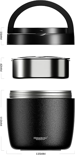 HEEMBURG Henkelmann - Récipient thermique pour aliments - 1 l - En acier inoxydable - Double paroi isolée - Pour repas, soupe, déjeuner, aliments pour bébé - Pour bureau, travail, déplacements - Nail Gallerys