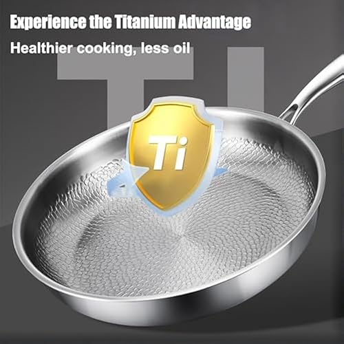 Titanium Frying Pan, Titanium Hammered Pan Pro with Lid, 2025 Ultra-Durable Scratch-Resistant Non Stick Ti Nutri Pans for Cooking, Induction Compatible (L: 11.02in) - Nail Gallerys