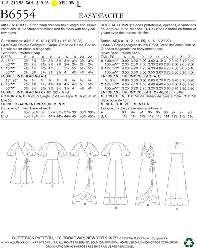 Butterick Patterns 6554 Patrons de robes en tissu Multicolore 17 x 0,5 x 22 cm - Nail Gallerys