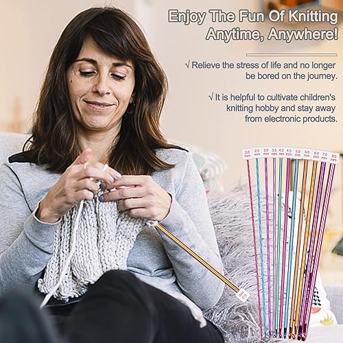 Coopay Set de Crochet Tunisien 23 Pièces - 11 Crochets en Aluminium (2,0-8,0 mm) et 12 Avec Corde - Set Afghan pour Débutant - Nail Gallerys