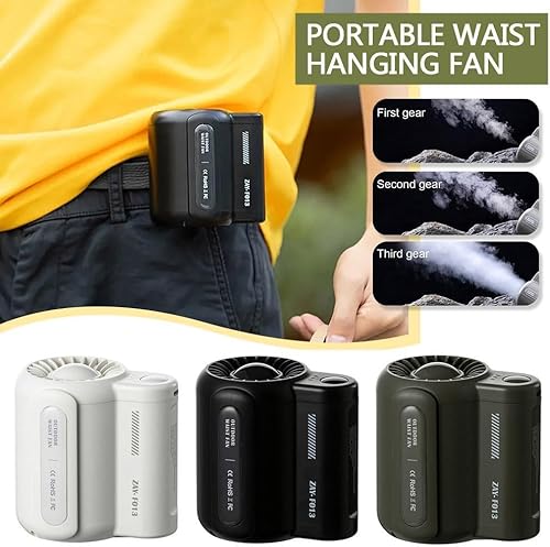 DHliIQQ Ventilateur portable à clip de taille, ventilateur à clip sous la chemise, 3 vitesses, ventilateur à clip portable, ventilateur de ceinture mains libres, mini ventilateur rechargeable pour - Nail Gallerys
