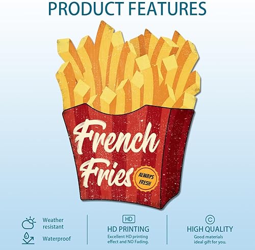 GLOBLELAND Plaque Métallique Vintage « French Fries » Rétro en Métal pour la Maison, le Restaurant, le Café, le Club, le Bar - Nail Gallerys