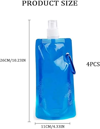 UEAVOID 4 pièces Bouteille d'Eau Pliable Faltbare Réutilisable avec Capuchon Vissé Pour Le Vélo De Sports De Plein Air La Randonnée Les Aventures Les Voyages (500ML) - Nail Gallerys