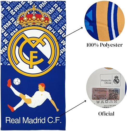ARDITEX RM13838 Serviette en Microfibre 70 x 140 cm de Clubs-Real Madrid CF - Nail Gallerys
