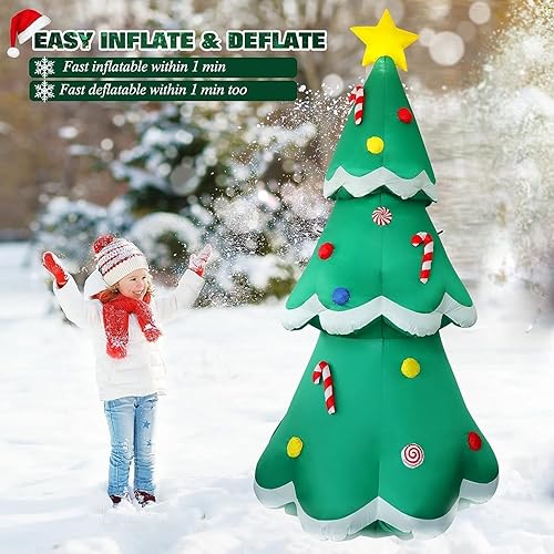 Arbre de Noël Gonflable de 210 cm avec Lumières LED, Noël Extérieur Moulé par Soufflage IP44 étanche, Sapin Argenté Gonflable Décoration de Jardin pour Intérieur Extérieur Surprise Fête Pelouse - Nail Gallerys