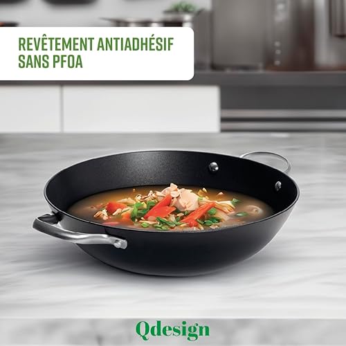 Qdesign - Lot de 3 Poêles 20 + 24 + 28 cm - Structure Nid d’Abeille - Matériau 3 Couches - Anti-Rayures et Anti-Adhésif - Tout Feu - Cuisson Saine - Noir - Nail Gallerys