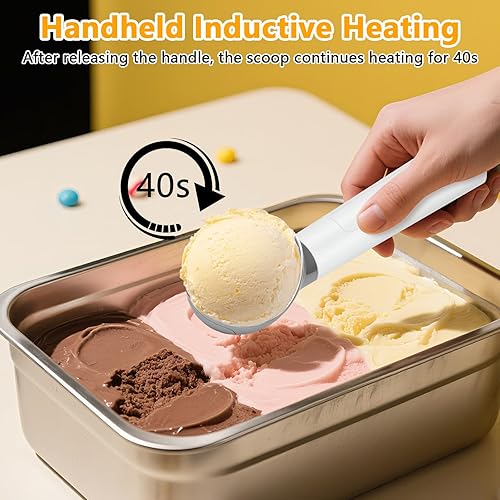 Cuillere a Glace Electrique Chauffée, Apritsce Cuillere Glace Boule en Acier Inoxydable, pour Une Glace à La Boule Facile et Sans Effort, Boulier Glace pour La Crème Glacée Dure - Nail Gallerys