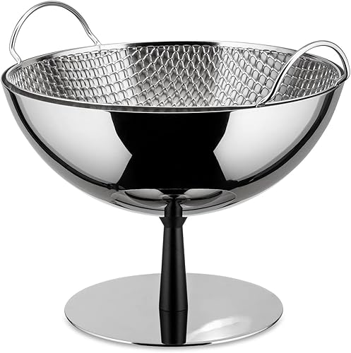 Alessi Ac04 B Porte-fruits/égouttoir en Acier Brillant, Pied en Aluminium, Anthracite, Ø 25 Cm - Nail Gallerys