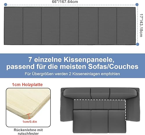 VERONLY Coussin de soutien pour siège affaissé, pliable, 167,5 x 43 cm, planche de soutien avec surface Oxford, planches de support en bois pour la plupart des canapés 3 places - Nail Gallerys