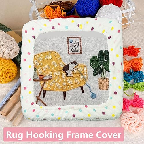 Housse de cadre en tufting - Housse en flanelle pour cadre de préhension de l'aiguille à broder - Couverture de cadre de broderie avec 4 coins anti-collision en mousse - Nail Gallerys