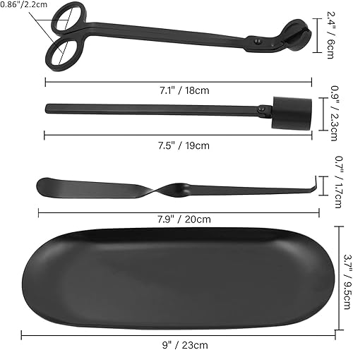 4 dans 1 Bougie Accessoire Ensemble-Bougie Wick Trimmer, Bougie Wick Ourse, bougie Mèche Éteignoir et Bac De Stockage De Plaque, Bougie Soins Kit Cadeau pour Bougie et Aromathérapie Amoureux (Black) - Nail Gallerys