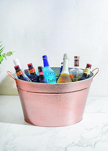 BARCRAFT - Grand Seau à Champagne Cuivré, Acier Martelé, 50 x 32,5 x 29 cm, Noir - Nail Gallerys