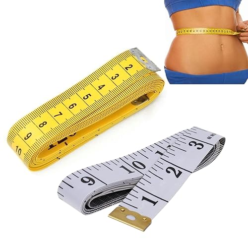 Hinapan Ruban À Mesurer 2 Feuilles, Ruban À Mesurer Humain, Ruban À Mesurer Double Face Double Échelle, Ruban À Mesurer Souple Pour La Couture (3 m, Blanc, Jaune) - Nail Gallerys