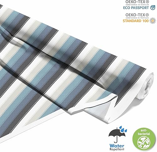 HEKO PANELS Oxford Tissu Imperméable Au Mètre Polyester De Couture D'ameublement Tissus Pour Mobilier Décorative Artisanat Rembourrage Rayures Bleu 1 Mètre 155 x 100 cm - Nail Gallerys