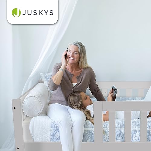 Juskys Lit au Sol Enfant Naya 120x200 cm avec Barrière de Sécurité et Sommier à Lattes, Lit à barreaux Montessori en Bois Massif Pin pour Enfants et Adolescent, Blanc - Nail Gallerys