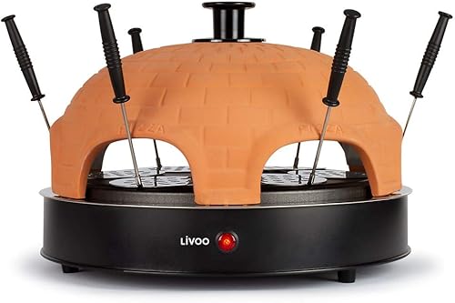 LIVOO DOC226 Four à Pizza Party, Dôme en Terre Cuite |6 Minipizzas Ø 11 cm ou 1 Grande Ø25 cm | Cuisson Rapide | 1200W - Nail Gallerys